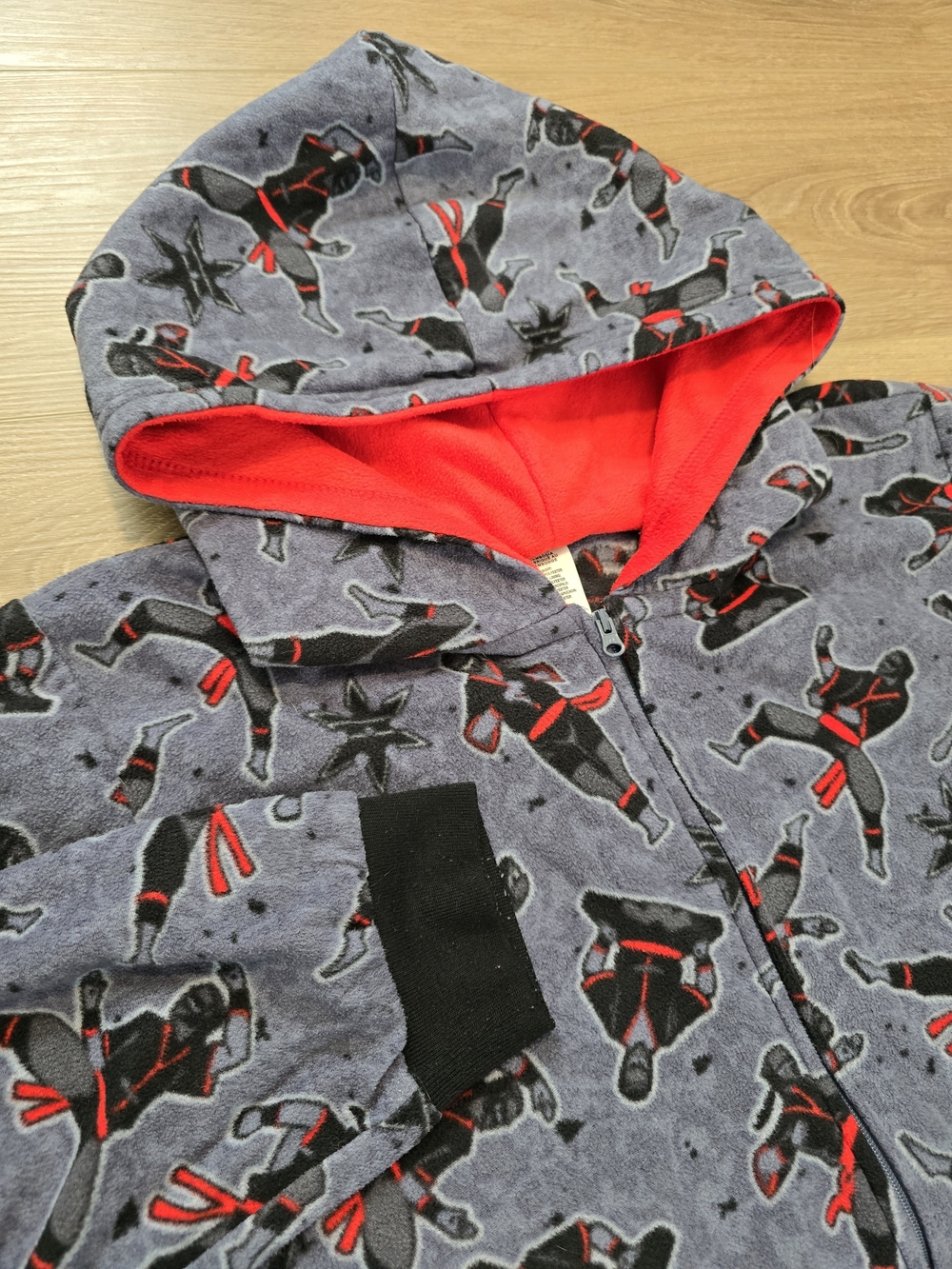 The Children’s Place Ninja Hooded One Piece Pajamas Boys PJS XXL 16 Gray Red - Picture 3 of 6